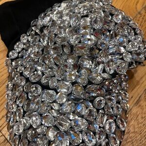Crystal Diamond Embellished Black Cap